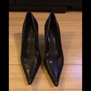 Dark brown Leather work heels